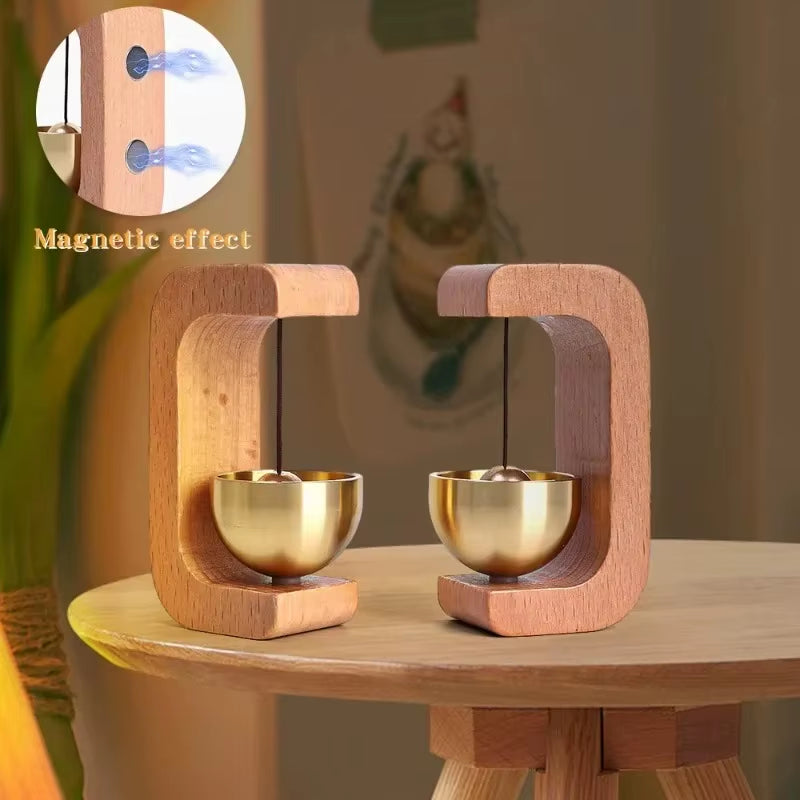 Wireless Doorbell Solid Wooden Doorbell Magnetic Brass Wind Chimes Wireless Jingle Bell Entrance Door Bell Pendant Home Decor