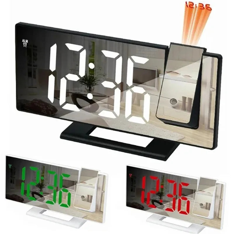 LED Digital Alarm Clock Projection Clock Projector Ceiling Clock with Time Temperature Display Backlight Snooze Clock for Home