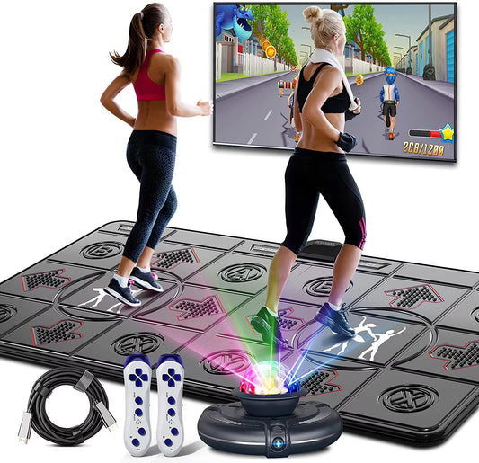 Interactive Dance Mat Game for TV/PC - Double User with Wireless Controllers & Non-Slip Massage Yoga Pads