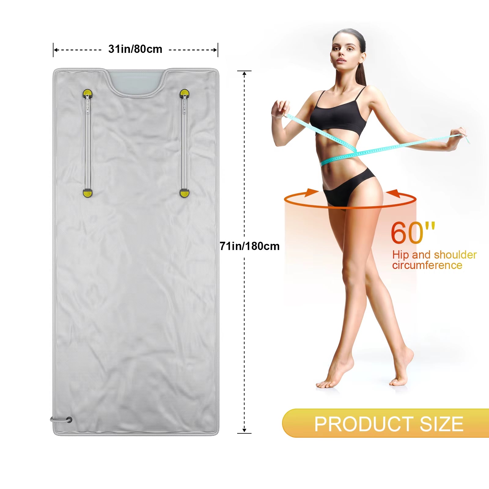 Professional Infrare Sauna Blanket Slimming Zipper Design Heating Sauna Blanket for Weight Loss Detox Home 180 X 80 Cm