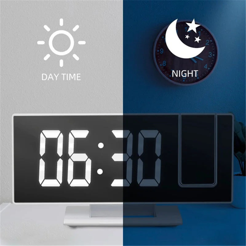 LED Digital Alarm Clock Projection Clock Projector Ceiling Clock with Time Temperature Display Backlight Snooze Clock for Home