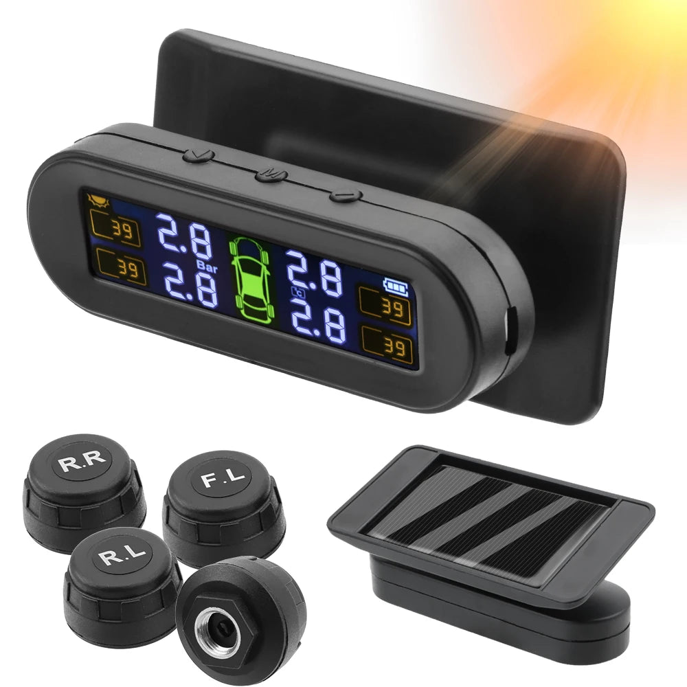 Tire Pressure Monitoring System Car Tyre Pressure Monitor Tyre Pressure Alarm with 4 External Sensors