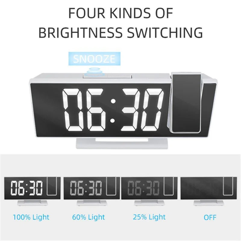 LED Digital Alarm Clock Projection Clock Projector Ceiling Clock with Time Temperature Display Backlight Snooze Clock for Home