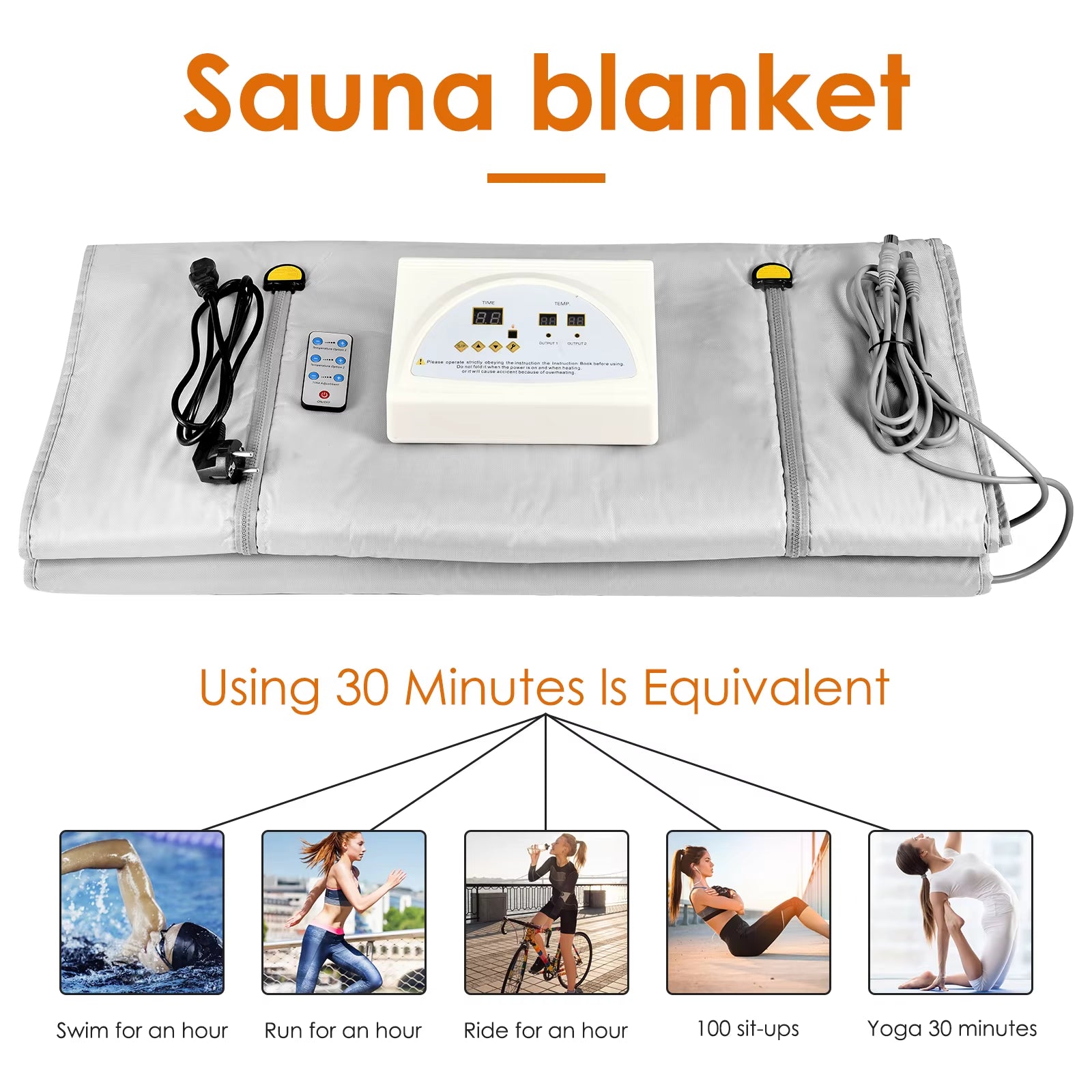 Professional Infrare Sauna Blanket Slimming Zipper Design Heating Sauna Blanket for Weight Loss Detox Home 180 X 80 Cm